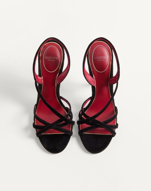Valentino Garavani - Fetishique Velvet Sandal 105mm - Black - Woman - Sandals